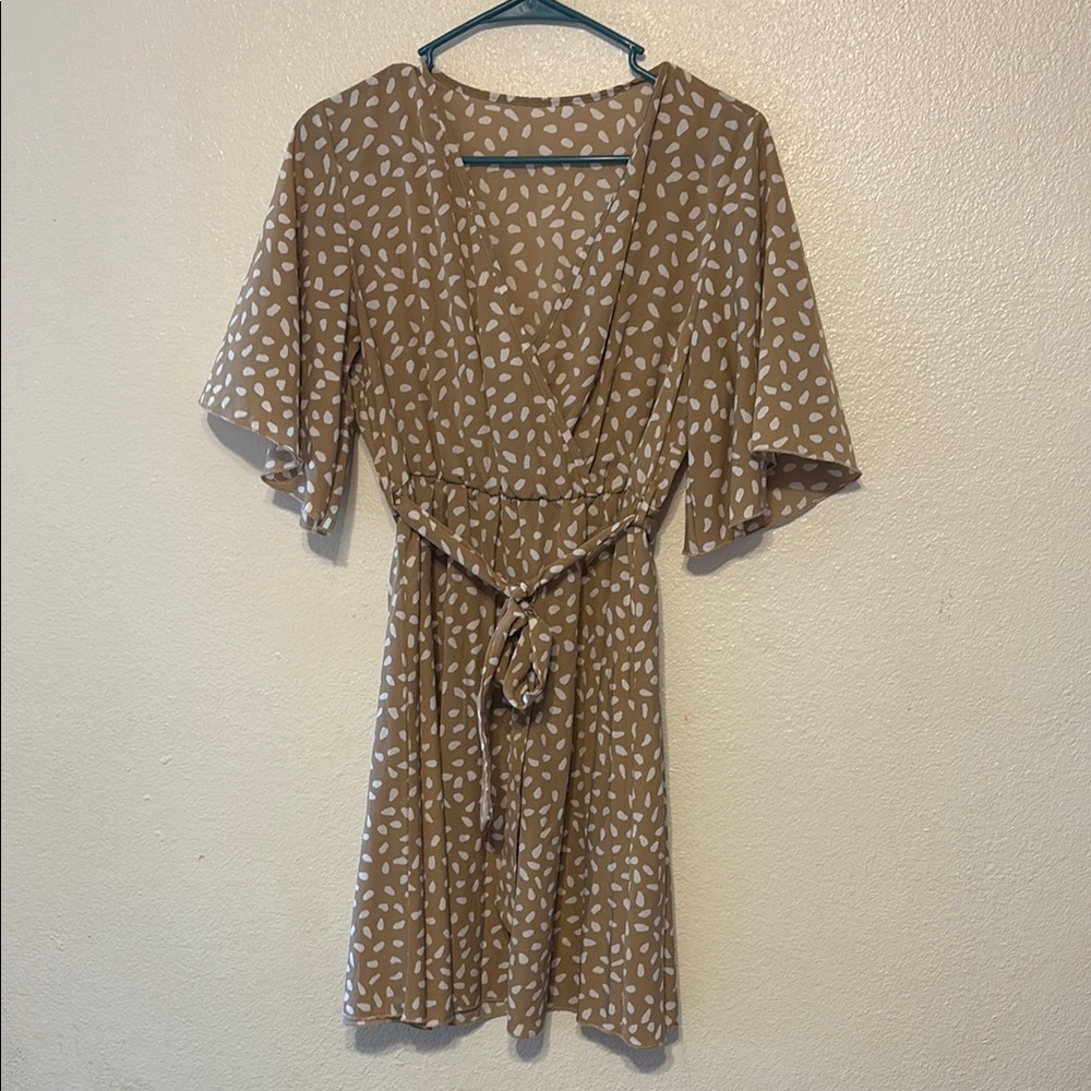 Elegant Brown Patterned Mini Dress
